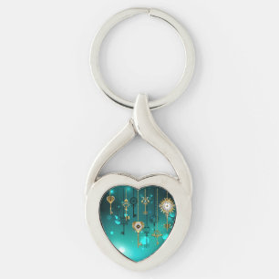 Chaveiro Chaves de Esqueleto Anticas em Fundo Verde