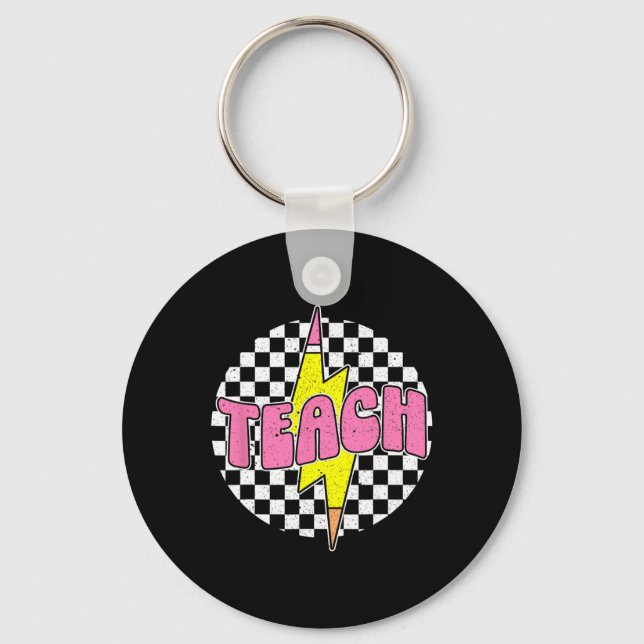 Chaveiro Checkered Teach Pencil Lightning Bolt Back To Scho (Frente)