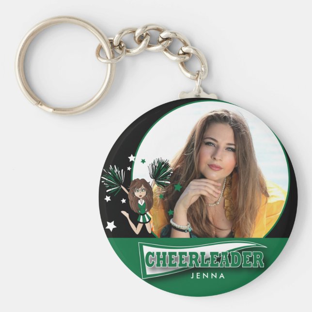 Chaveiro Cheerleader - Fotografia DIY - Verde escuro (Frente)