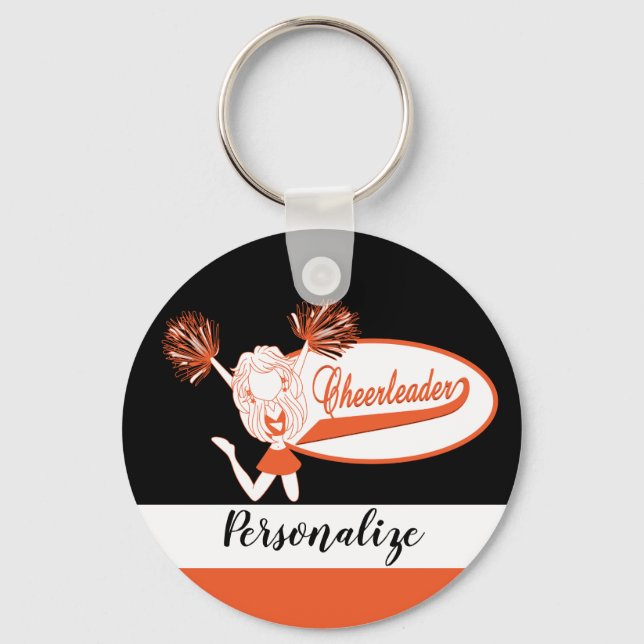 Chaveiro Cheerleader - Texto DIY - Laranja (Frente)