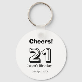 Chaveiro Cheers 21 birthday bold letter name boy man gifts 