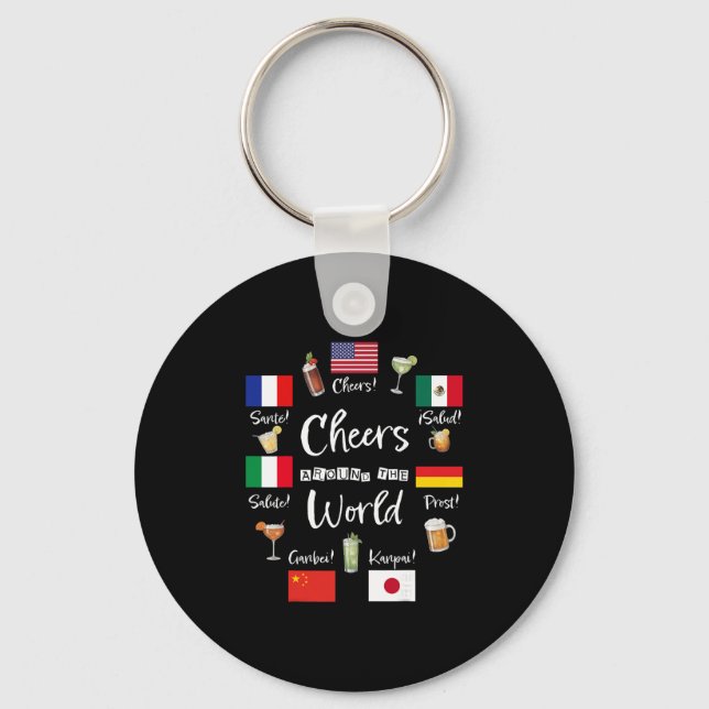 Chaveiro Cheers Around The World Vacation Drinking Funny Dr (Frente)