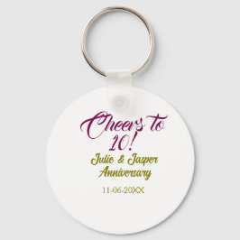 Chaveiro Cheers to 10th wedding anniversary mauve golden na