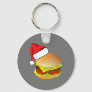 Chaveiro Cheeseburgers Hamburger Santa Hat Matando Xmas