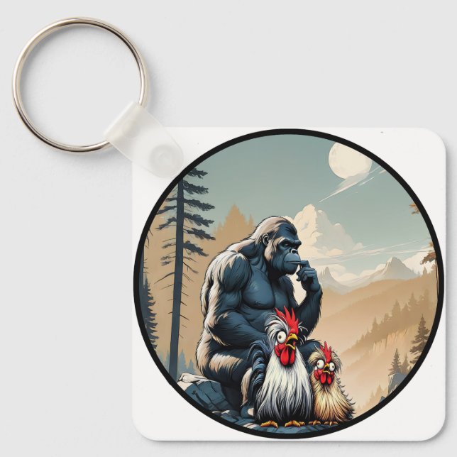 Chaveiro "Cheesy Chicken Meets Bigfoot Mountain" Keychain (Frente)
