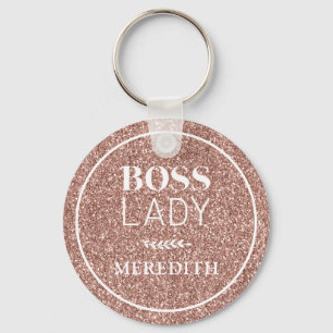 Chaveiro Chefe da Moda Rosa Dourado Brilho Personalizado