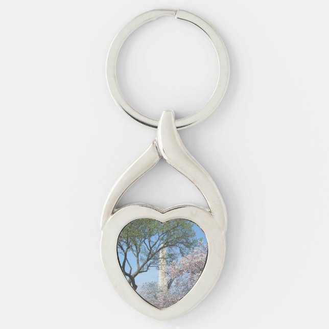 Chaveiro Cherry Blossoms e o Monumento de Washington em DC (Frente)