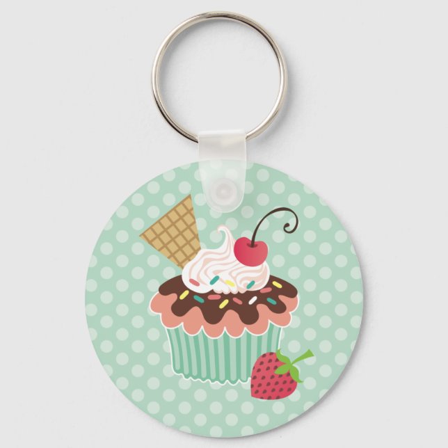 Chaveiro Cherry & Mint Cupcake (Frente)