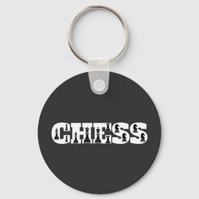 Chaveiro Chess Word White Letters Black Pieds Creative (Frente)