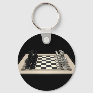 Chaveiro Chessboard com peças de xadrez:Chaveiro