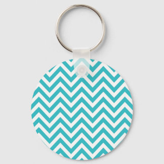 Chaveiro Chevron do padrão Zigzag branco e aqua
