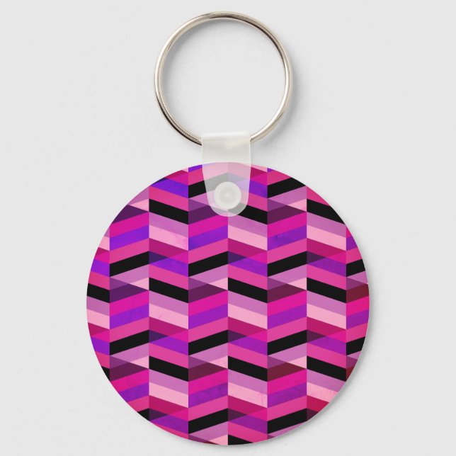 Chaveiro Chevron/Herringbone Abstrato | Roxos e Violeta (Frente)