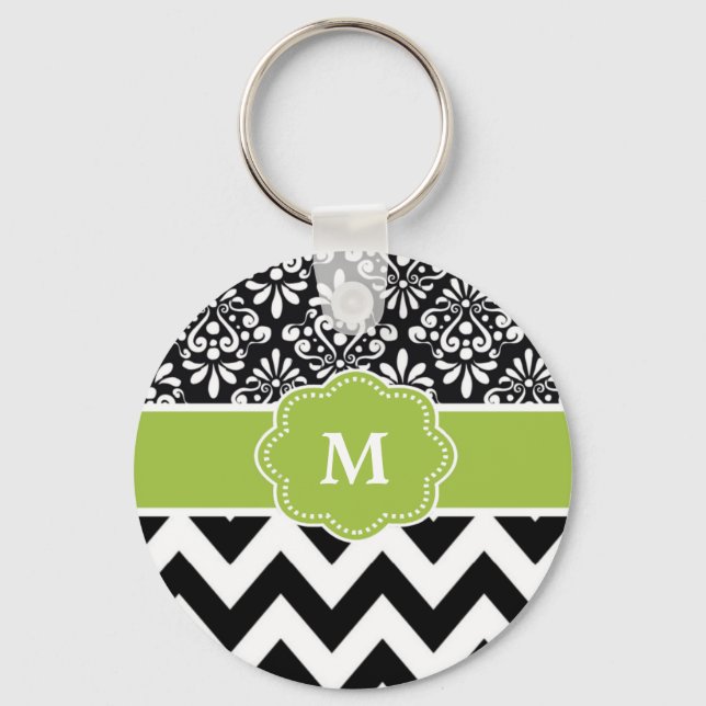 Chaveiro Chevron Verde Preto Personalizado (Frente)