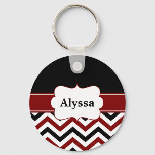 Chaveiro Chevron vermelho preto personalizado