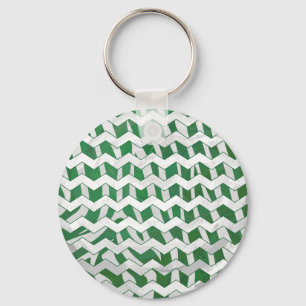 Chaveiro Chevron Zebra Green e White Impressão