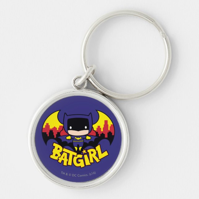 Chaveiro Chibi Batgirl Com Skyline & Logo Gotham (Frente)