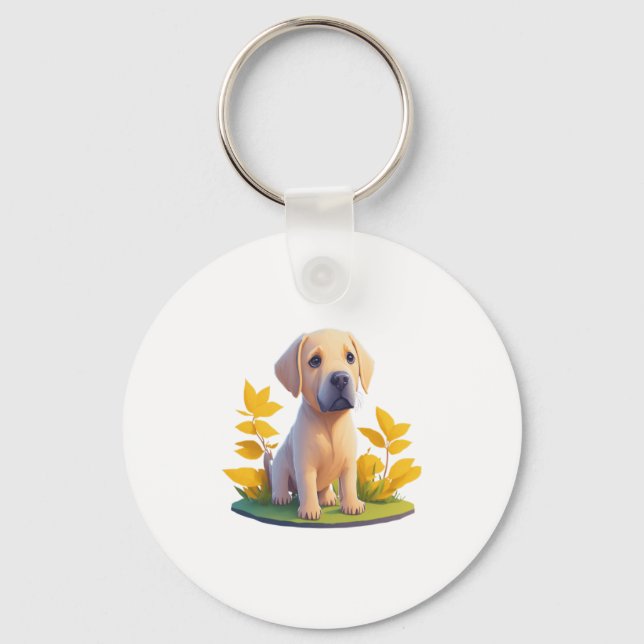 Chaveiro Chibi digital cotovelo do ouro Retriever Doggo (Frente)