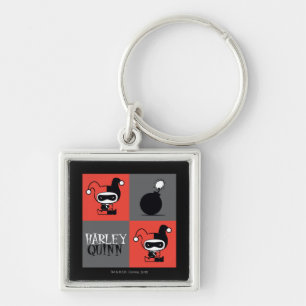 Chaveiro Chibi Harley Quinn Checker Patterno