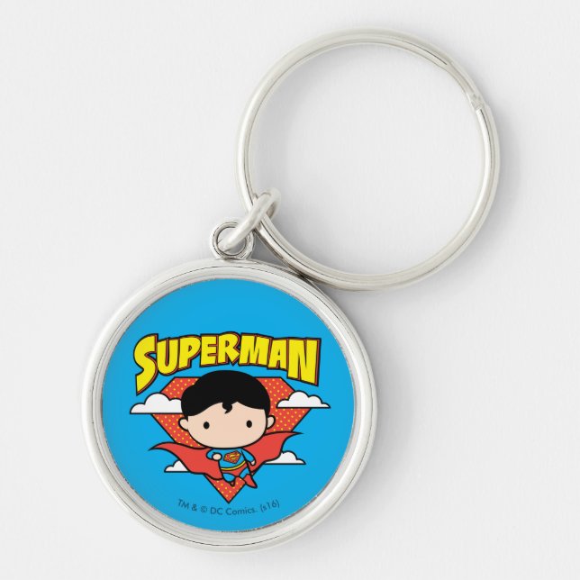 Chaveiro Chibi Superman Bolinhas Shield e Nome (Frente)
