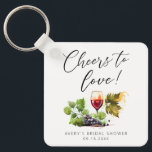 Chaveiro Chic Cheers To Love Watercolor Wine Favor<br><div class="desc">Elevem seus favores de casamento com o Chic Cheers To Love Watercolor Wine Favor Chaveiro,  com uma design de aquarela vintage que expele sofisticação. Perfeito por expressar gratidão aos seus convidados,  esta chaveiro adiciona um toque de elegância a qualquer casamento ou chá de panela.</div>
