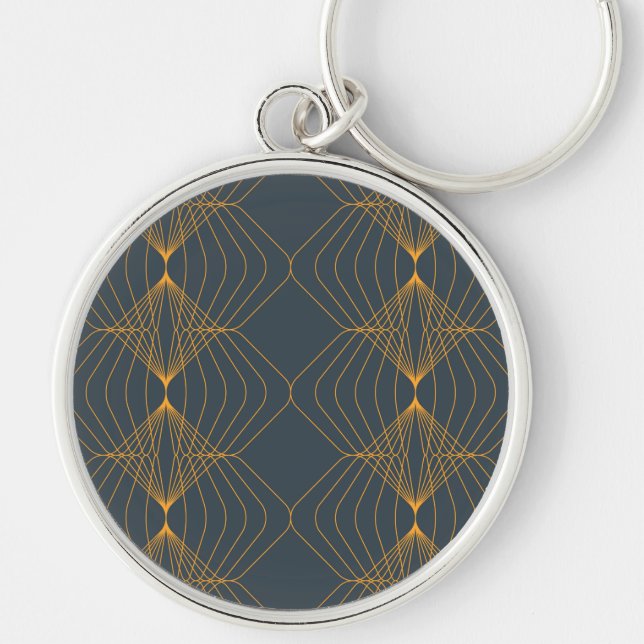 Chaveiro Chic, elegante, simples padrão gráfico geométrico (Frente)