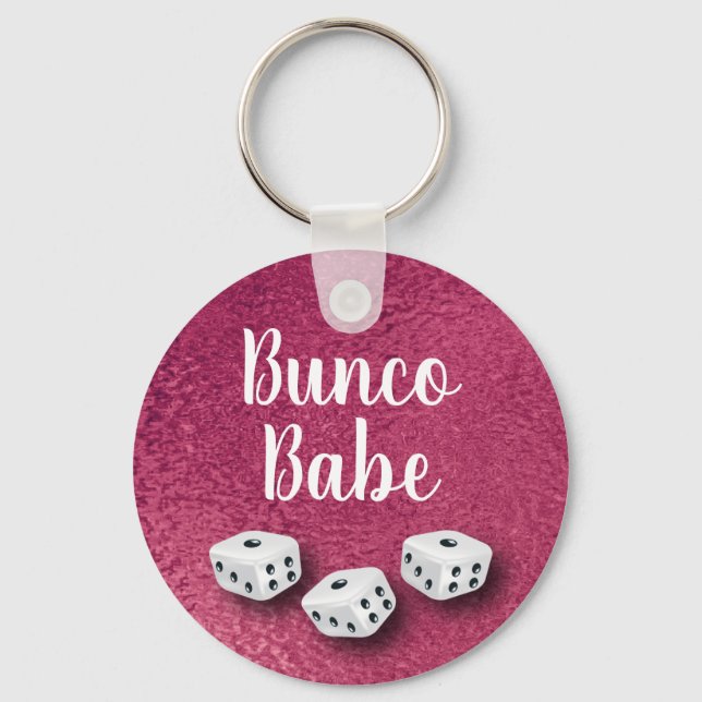 Chaveiro Chic Faux Foil Rosa Bunco Dice (Frente)