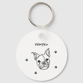 Chaveiro Chic French Bulldog Line Art: Edite seu texto