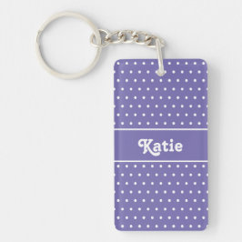 Chaveiro Chic Name Lavanda Bolinhas Roxo e Branco
