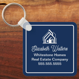 Chaveiro Chic Navy Blue Real Estate Company Custom Realtor