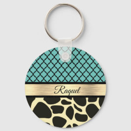 Chaveiro Chic Quatrefoil Girafa Impressão