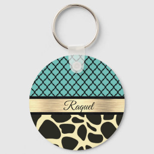 Chaveiro Chic Quatrefoil Girafa Impressão