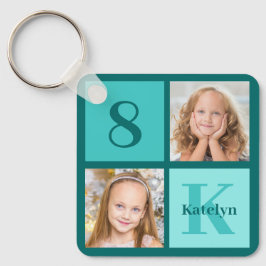 Chaveiro Chic Teal Photo Collage Personalized