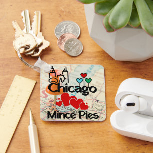 Chaveiro Chicago ama Mince Pies Cityscape