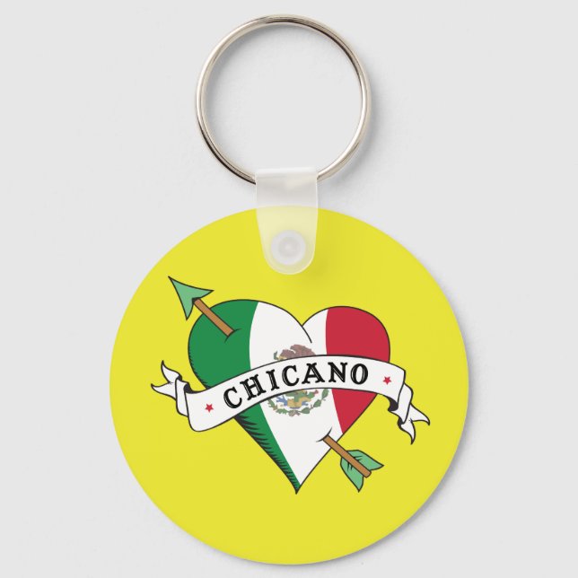 Chaveiro Chicano Tattoo Heart with mexicano Flag (Frente)