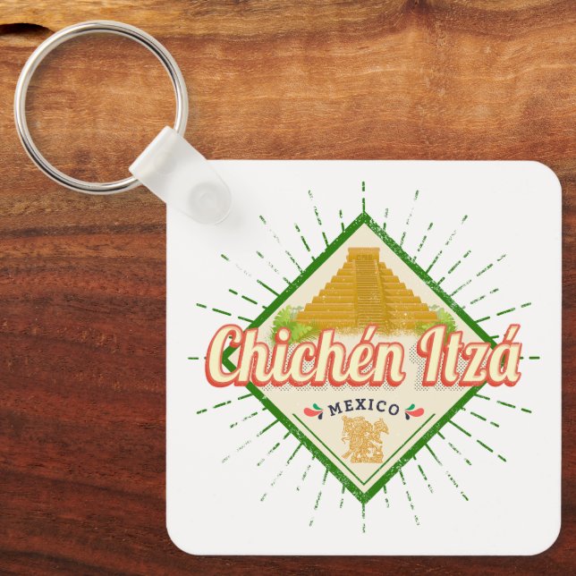 Chaveiro Chichen Itza México Retro Mayan Vintage Yucatan (Frente)