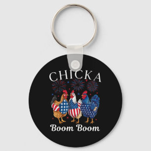 Chaveiro Chicka Boom Boom Galinha Patriótica Engraçada 4 De