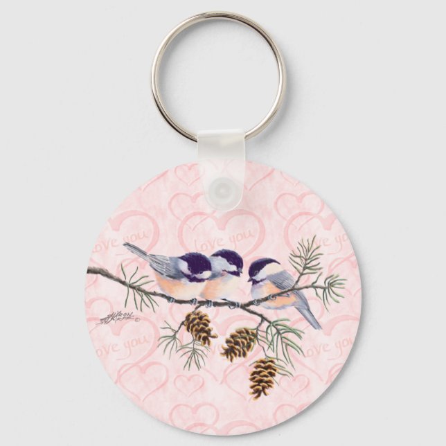 Chaveiro CHICKADEES & PINECONESpor SHARON SHARPE (Frente)