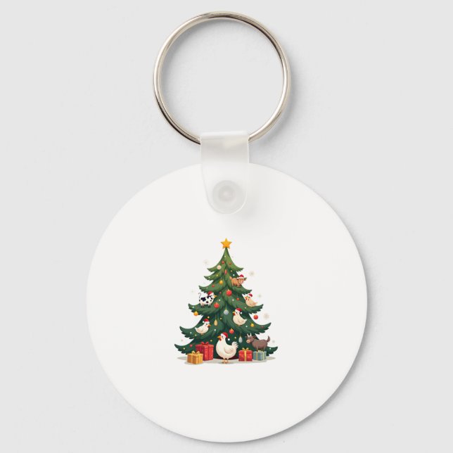 Chaveiro Chicken Cow Goat Horse Farm Animal Farmer Christma (Frente)