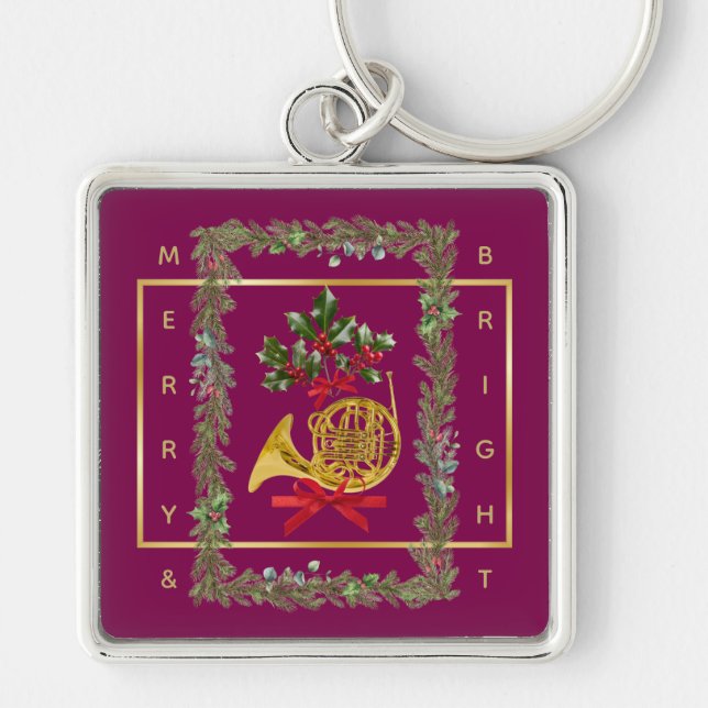 Chaveiro Chifre Francês Elegante Natal Roxo (Frente)