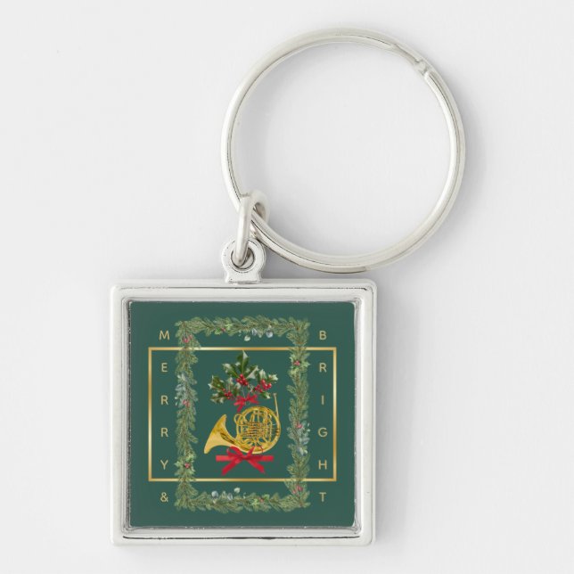 Chaveiro Chifre Francês Elegante Natal Verde Escuro (Frente)