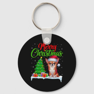 Chaveiro Chihuahua Dog Árvore de Natal Luz Xmas Chihuahua