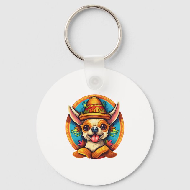 Chaveiro Chihuahua Mexico Cinco de Mayo Funny Dog (Frente)