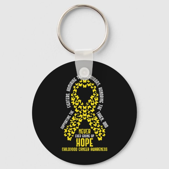 Chaveiro Childhood Cancer Ribbon Never Giving Up Hope Aware (Frente)