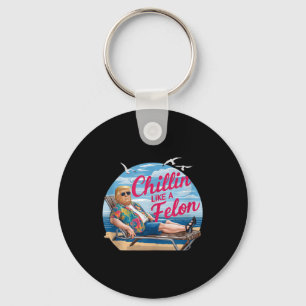 Chaveiro Chillin Como Um Felon Funny Trump Summer Beach Usa