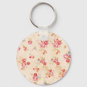 Chaveiro Chique Vintage Rosas Azuis Rosa Girassol Floral