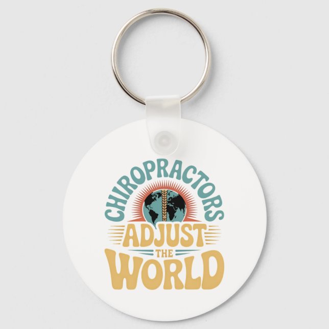 Chaveiro Chiropractors ajustam o Design mundial retrô (Frente)