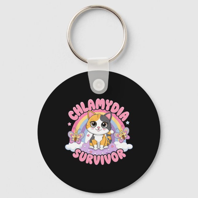 Chaveiro Chlamydia Sobrevivente Cat Meme Camisas Engraçadas (Frente)