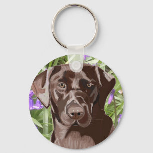 Chaveiro Chocolate Brown Labrador contra Bluebells