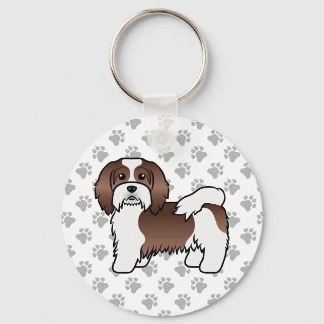 Chaveiro Chocolate E Cão-De-Cartoon Branco-Havanês (Frente)