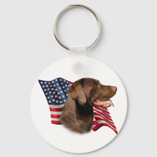 Chaveiro Chocolate Labrador Retriever American Flag